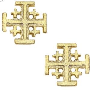 Susan Shaw Gold Cross Stud Earrings